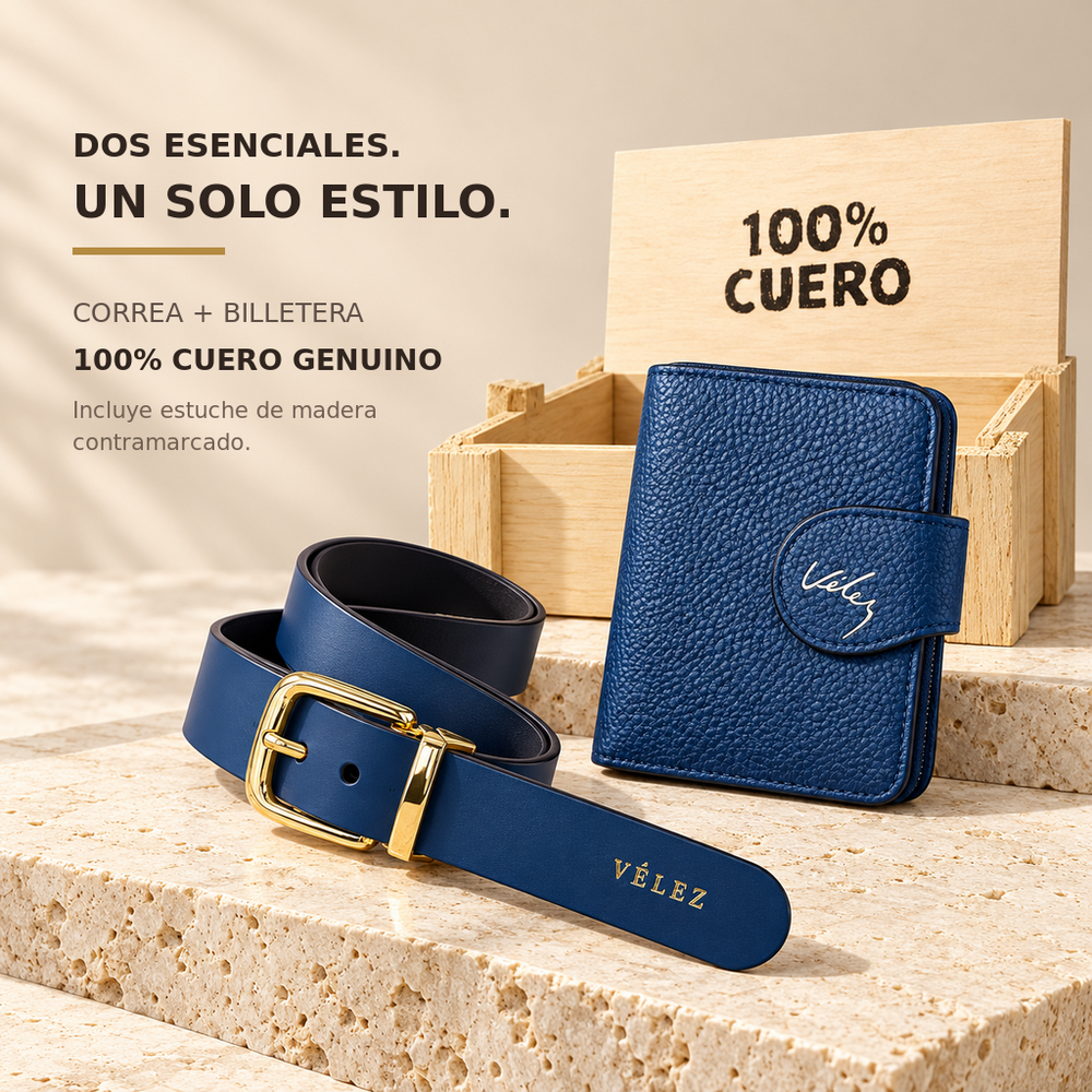 Set Cora incluye correa y billetera en cuero genuino